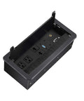 Table Power Multimedia Connectivity Box For Conference Rooms With 2 Outlets, RJ45 Ethernet, USB 3.0, HDMI, VGA, And 3.5mm Audio