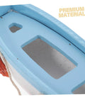 Close-up of Mediterranean Style RC Sailboat Ornament deck, showcasing premium material and craftsmanship in blue finish.