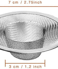 40 Pack Heavy Duty Stainless Steel Slop Basket Filter Traps Two And Three Quarters Inch Top One Inch Mesh Sink Strainers dimensions