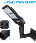 2 Pack Slip Fitter Adapter Bracket For 90 Degree Wall Mounts L Shape Tenon Adapters installed on LED street light