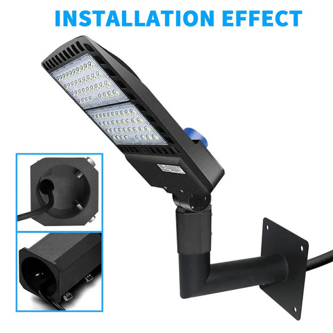2 Pack Slip Fitter Adapter Bracket For 90 Degree Wall Mounts L Shape Tenon Adapters installed on LED street light