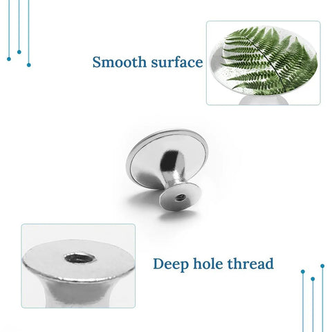 Fern Leaf Cabinet Knobs 2 Pack Round Drawer Pulls For Kitchen Dresser Closet Cupboard Stainless Steel Hardware Easy Install