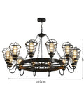 Kick Some Serious Style With This Built Tough Industrial Pendant Light Fixture For Restaurants And Modern Homes Featuring Rock Solid Durability And A Slick Energy Saving Glow, 105cm black chandelier with wire shades.