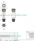 Technical diagram of M12 X Code Male To M12 D Code Female Shielded Ethernet Adapter Cat5e 100Mbps For PLCs showing connector details.