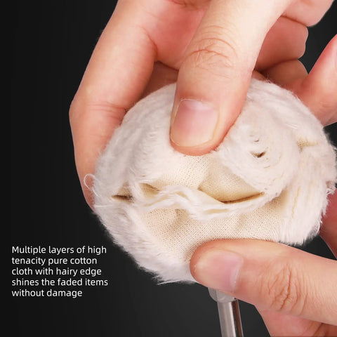 Close-up of Drill Polishing Wheel Kit with 8 White Flannelette Buffing Mops, highlighting the texture and material.
