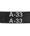 Close-up of A-33 marking on 4 Pack A33 Or 4L350 Classic Wrapped Rubber V Belt 33 Inch Inside Circumference 841mm Durable Drive Belt
