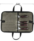 Open view of Chef Knife Roll Bag With Canvas Design Adjustable Shoulder Strap And Multiple Knife Slots showing knife placement