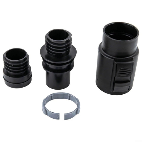 Vacuum Hose Connector Kit 4 Piece Set For WD1 To WD6 Models, showing 35mm black connectors and locking ring, durable plastic construction.