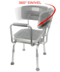 360 Degree Swivel Shower Chair With Back Support, Adjustable Height 20 To 25 Inches showing swivel with locking seat