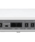Reliable Mini UPS Backup With 8000 Mah Battery For Router And Modem showing input and output ports and selector switch.