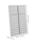 Solid As A Rock Wall Mount Id Card Holder Rack Featuring 28 Spacious Openings Crafted From Bump Resistant Polymer Plastic showing dimensions and slots.
