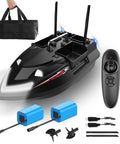 Pro RC Fishing Bait Boat With Four Bait Holders, 1640ft Remote Range, Line Drop, Cruise Control, Dual 5200mAh Batteries, Carry Bag, Black