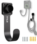 Heavy Duty EV Charger Wall Mount Bracket Compatible With SAE J1772 Connectors features black steel hook and mounting screws.