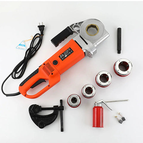 Electric Pipe Threader Machine With 2300 Watt Motor And Four Carbon Steel Dies For Threading One Half To Two Inch Pipes and accessories.