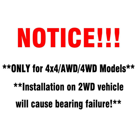 Warning notice for Front Wheel Bearing Hub Assembly For 4WD Rigs And Vans With ABS 6 Lug Fits Chevy Silverado 1500 Tahoe Sierra 1500