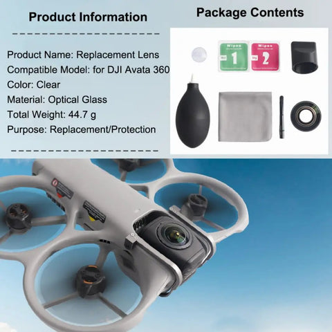 Optical Glass Lens Replacement For Avata 360 Drone Lens Cover With High Transparency Restores True Aerial Image Quality Ultra Clear Footage Includes Complete Installation Tools Easy To Replace And Install.