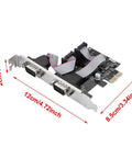 PCI Express To RS232 Serial Port Adapter Card With Two Port High Speed Data Converter for industrial automation systems, dimensions shown.