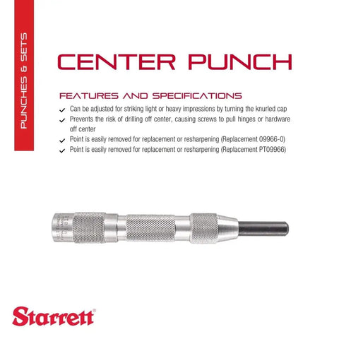 Hinge Locating Automatic Center Punch With Adjustable Stroke 125mm Length 16mm Diameter Tapered Point