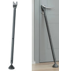 Upgraded Door Security Bar For Home And On The Go No Drilling Required, Heavy Duty Adjustable Jammer Stops, Black security bar installed
