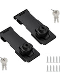 Two Pack Keyed Hasp Locks With Twist Knob For Small Doors And Cabinets, Stainless Steel Security Latches With Keys, Black Finish