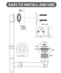 Matte Black Bathtub Drain And Overflow Kit With Hair Catcher Stopper Clog Proof Build For Modern Bath installation diagram with measurements.
