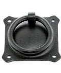 Premium Mission Style Wrought Iron Cabinet Ring Pull 2 Inch Antique Drop Handle With Matte Black Rust Resistant Powder Coat, top view.