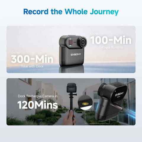 4K POV Wearable Camera For Daily Vlogging And Outdoor Adventures, IP68 Waterproof Mini Body Cam With 64GB Card, shown with dock.