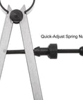 Spring caliper close-up, 12-inch steel with quick-adjust nut for wood turning lathe use