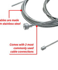 Universal Cable Emergency Repair Kit For Motorcycle And ATV Including Throttle Clutch Brake Cables Compact Kit, stainless steel cables shown