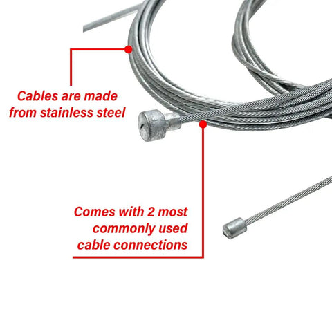 Universal Cable Emergency Repair Kit For Motorcycle And ATV Including Throttle Clutch Brake Cables Compact Kit, stainless steel cables shown