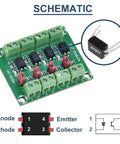 Schematic of 2 Pack PC817 4 Channel Optocoupler Isolation Module For Control Relays Plug And Play 3.6 To 30V Input And Output