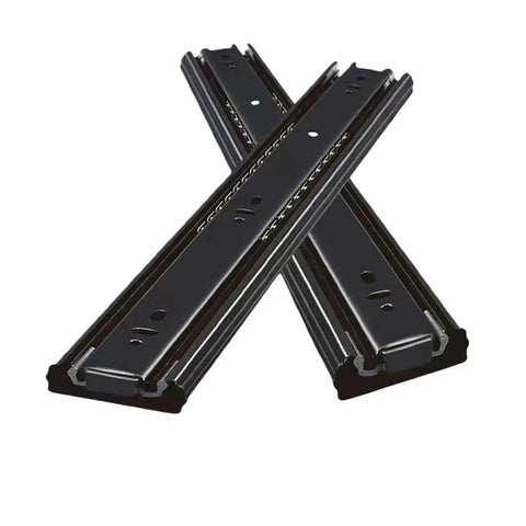 Heavy Duty Two Section Drawer Slides With Silent Damping System For 10 To 20 Inch Cabinets Cold Rolled Steel Cabinet Hardware For Effortless Quiet Operation, black side-mount slide pair