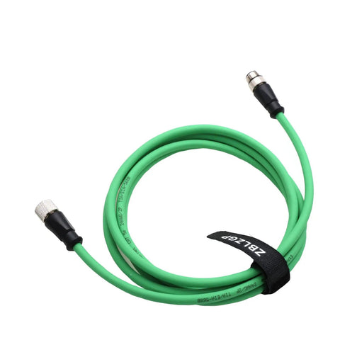 M12 4 Pin To 5 Pin Connector Cable For Actuator And Sensor, male to female, shielded signal wire, green, 2M length, IP67 rated