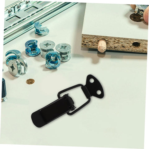 4 Pack Spring Loaded Toggle Latch Clips Hasp Kit For Cabinets Doors Windows Lids with hardware on tabletop