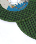 Close-up of 5 Pack Resin Cutting Discs for Angle Grinder 100mm Diameter 1.2mm Thick showing textured surface and colorful label