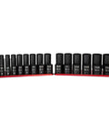 Half Inch Drive Shallow And Deep Impact Socket Set SAE From Nine Sixteenths To One And A Half Inches 28 Piece on socket rail