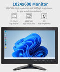 10.1 Inch Portable Security Monitor with 1024x600 HD Display, home screen, showing desktop interface, lightweight LCD screen