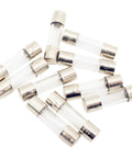 10 Pack F5AL Fast Blow Glass Fuses 5A 125V 5x20mm 0.78 x 0.2 Inch Clear Glass Tubes for Electronics shown on white background