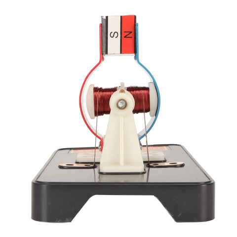 Super Chill DIY DC Electric Motor Model Kit With Included Hand Tools For Teens To Flex STEM Skills And Knock Out Cool Physics Projects At Home Without Soldering Hassles Or Tech Expertise Today - front view of assembled electric motor with copper wire.