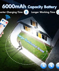 Solar Street Lights Outdoor, Double Big Solar Panels 800Leds Wireless Solar Flood Lights Motion Sensor illuminating a pathway.