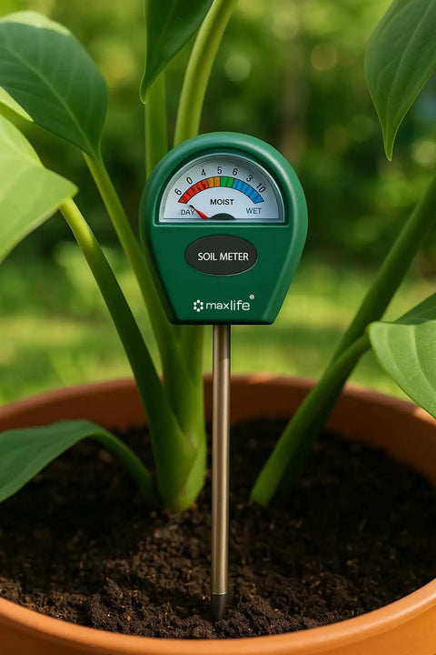 Moisture Meter For Plants And Soil Indoor Outdoor Hygrometer Sensor Kit Easy Soil Moisture Test For Garden Lawn Farm And Pots No Battery Needed Plug And Read Great For Saving Water And Healthier Plants inserted in plant pot