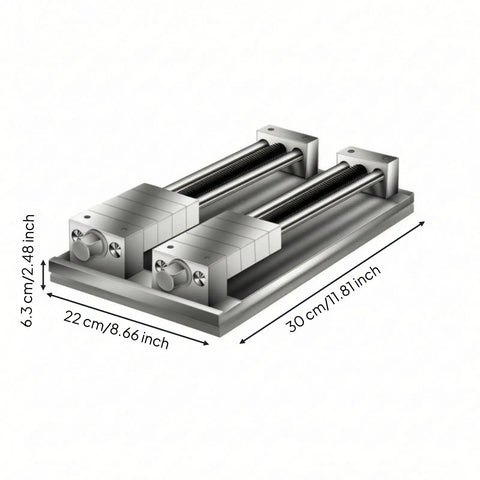Heavy Duty Copper Fixture Vise With Stepped Machined Faces, double station design, steel construction, dimensions 30cm x 22cm.