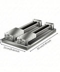 Heavy Duty Copper Fixture Vise Multi Station Workholding For Milling Machines Hardened Steel Screw Thick Base displayed from top angle with dimensions