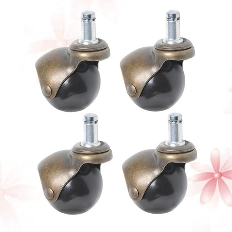 4pcs Inch Antique Bronze Ball Caster Wheel Swivel Chair Furniture with black wheels for smooth rolling and heavy use.