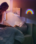 Rainbow Neon Light Sign For Bedroom LED Colorful Rainbow Wall Decor With USB Or Battery above child's bed at night