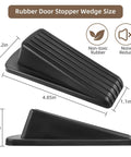 Black Rubber Door Stopper Wedge 2-Pack Heavy Duty Floor Door Stops dimensions diagram showing height and wedge angle.