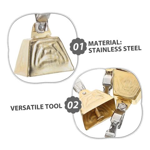 Clip-on bite alarm bells set for fishing rods, stainless steel with gold finish, 15pcs