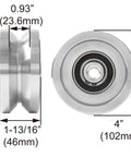 4 Inch V-Groove Gate Wheel Made Of Solid Steel With Dual Sealed Bearings, Heavy Duty Industrial Sliding Wheel For Inverted V Track Gates Up To 3000 Lbs, Screw Included No Brackets Required Maintenance Free