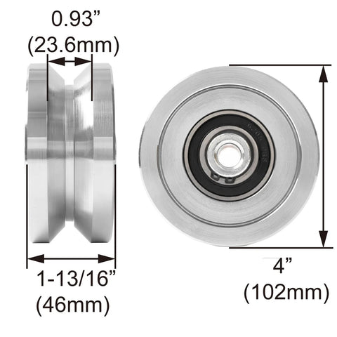 4 Inch V-Groove Gate Wheel Made Of Solid Steel With Dual Sealed Bearings, Heavy Duty Industrial Sliding Wheel For Inverted V Track Gates Up To 3000 Lbs, Screw Included No Brackets Required Maintenance Free