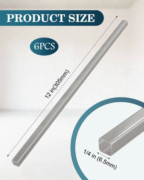 One Quarter Inch By One Quarter Inch By Twelve Inch Weldable A36 Square Steel Bar Stock Six Pack For Keyways And Do It Yourself Projects